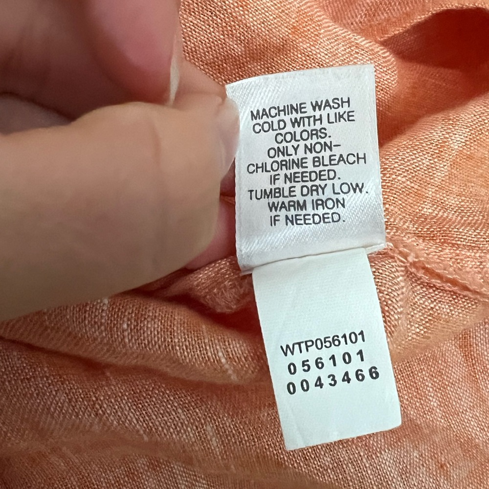 J Jill Love Linen Essential Button Down Tunic Orange Medium — READ - Picture 10 of 10